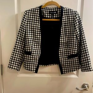 Sliming dart houndstooth plaid jacket